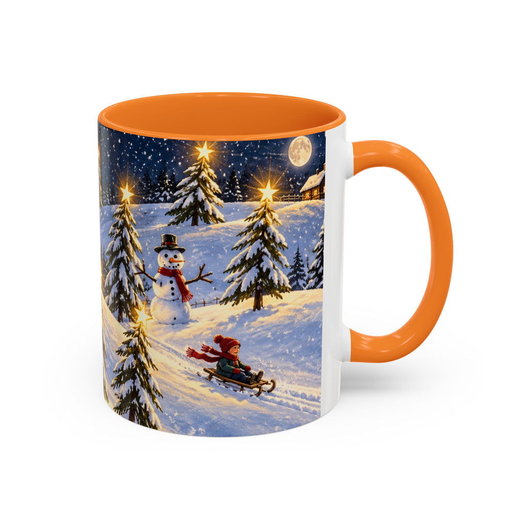 Christmas Snowy Night Mug — Festive Snowman & Sledding Holiday Coffee Cup (11oz, 15oz)