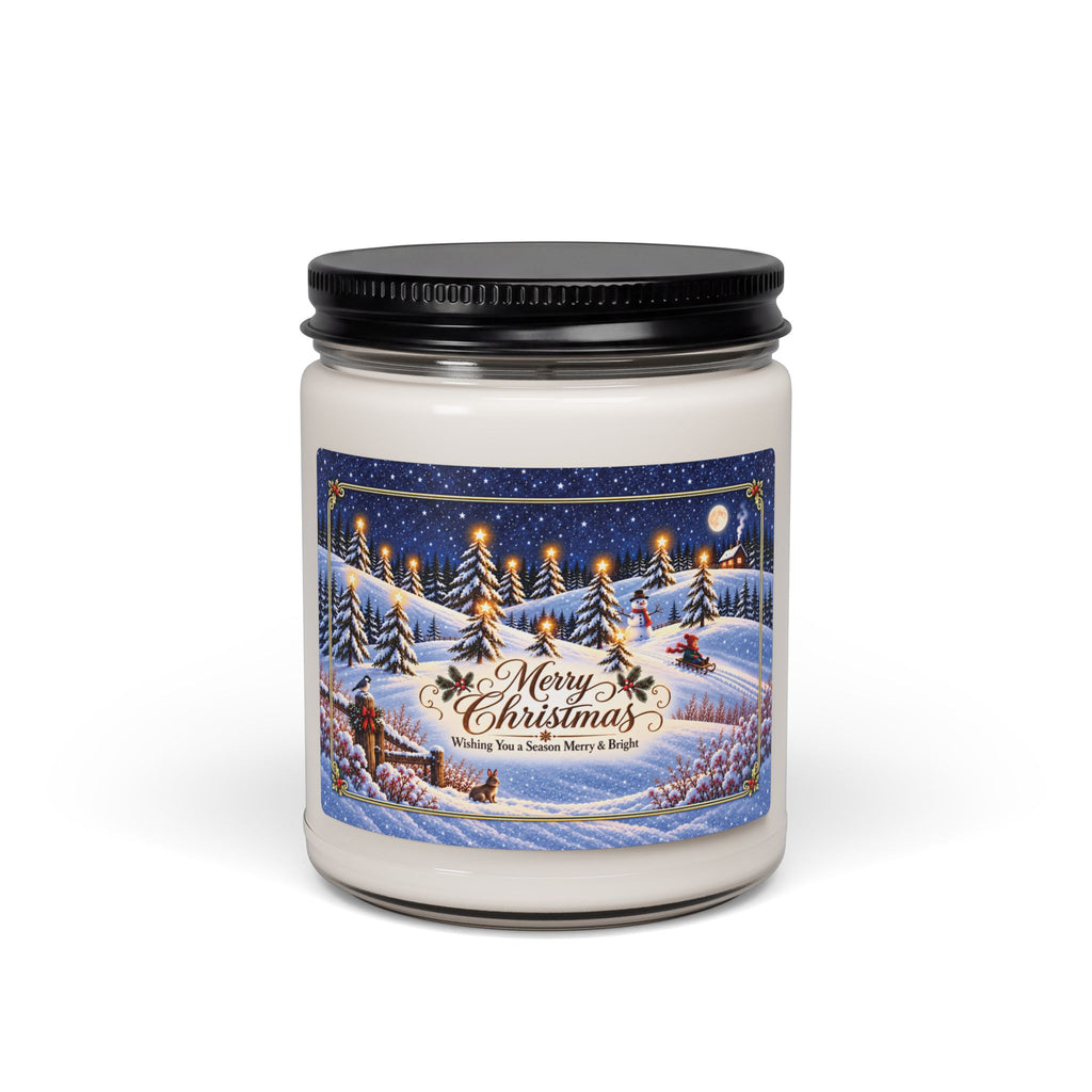 Winter Evening Snowy Pines Soy Candle — 9oz Scented Holiday Candle