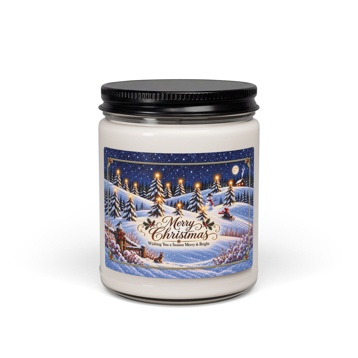 Winter Evening Snowy Pines Soy Candle — 9oz Scented Holiday Candle