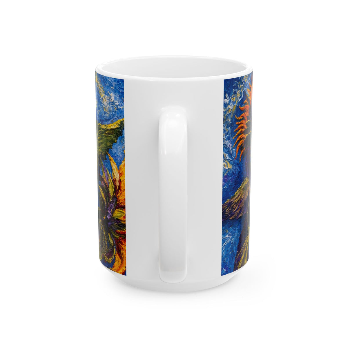 Sunflower Oil-Paint Ceramic Mug (11oz & 15oz) — Bright Floral Coffee Cup