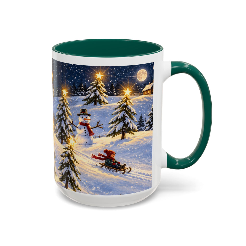 Christmas Snowy Night Mug — Festive Snowman & Sledding Holiday Coffee Cup (11oz, 15oz)