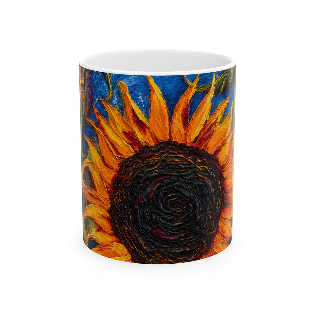 Sunflower Oil-Paint Ceramic Mug (11oz & 15oz) — Bright Floral Coffee Cup