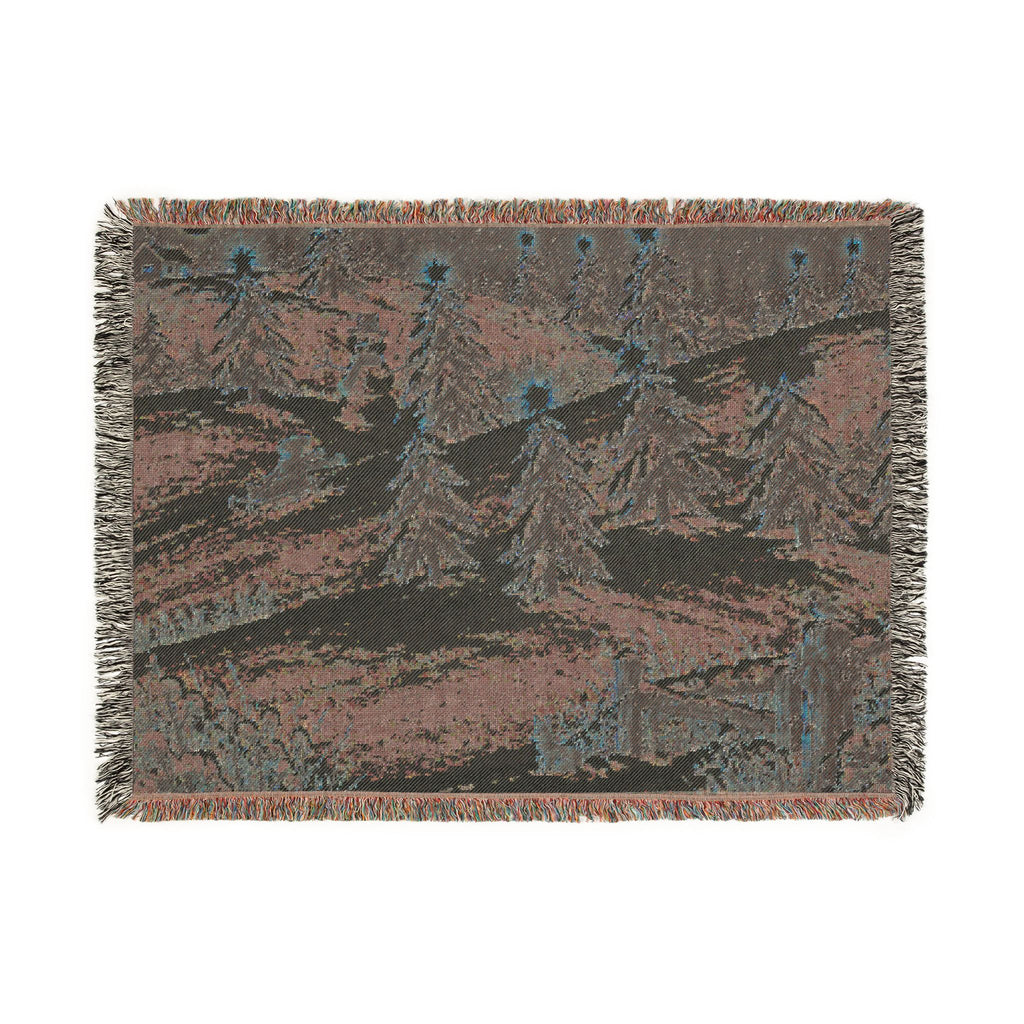 Winter Snowy Hill Woven Blanket — Cozy Holiday Cabin Throw