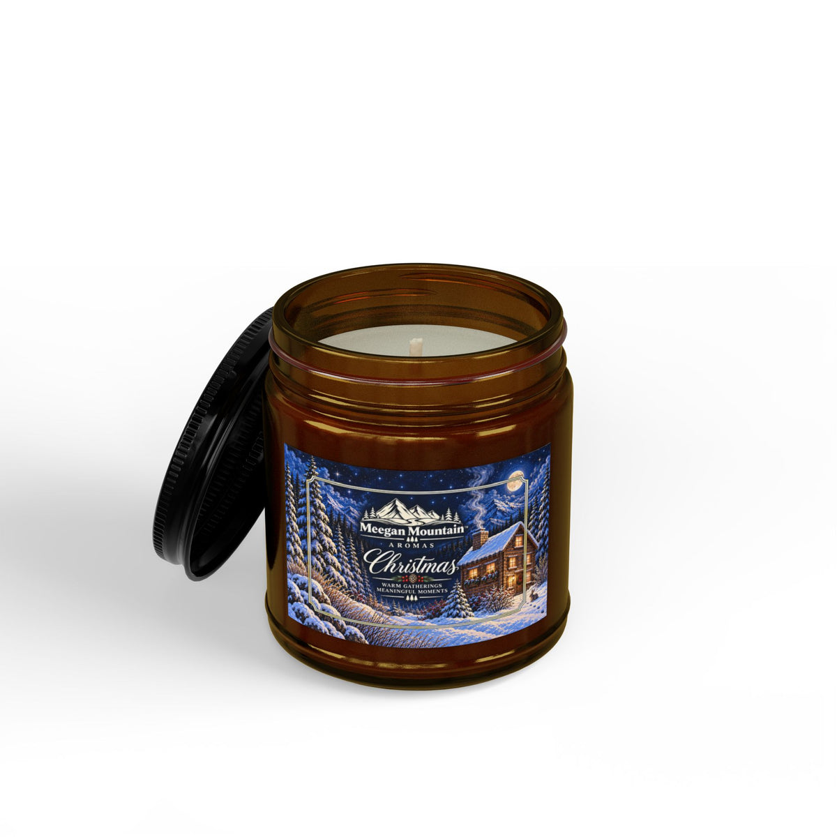 Christmas Cabin Soy Candle — Scented Amber Jar (4oz & 9oz)