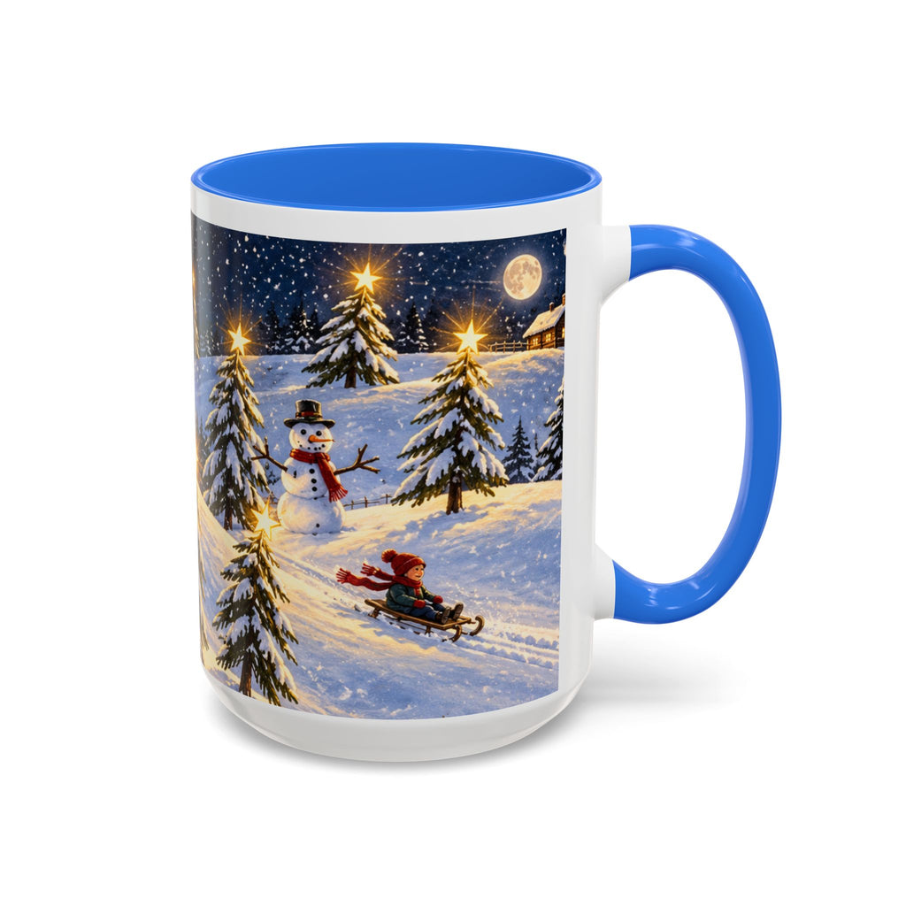 Christmas Snowy Night Mug — Festive Snowman & Sledding Holiday Coffee Cup (11oz, 15oz)