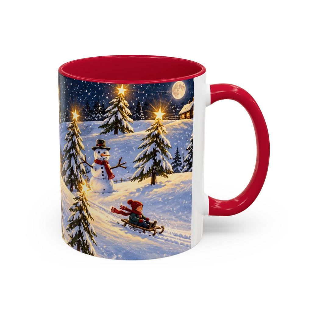 Christmas Snowy Night Mug — Festive Snowman & Sledding Holiday Coffee Cup (11oz, 15oz)