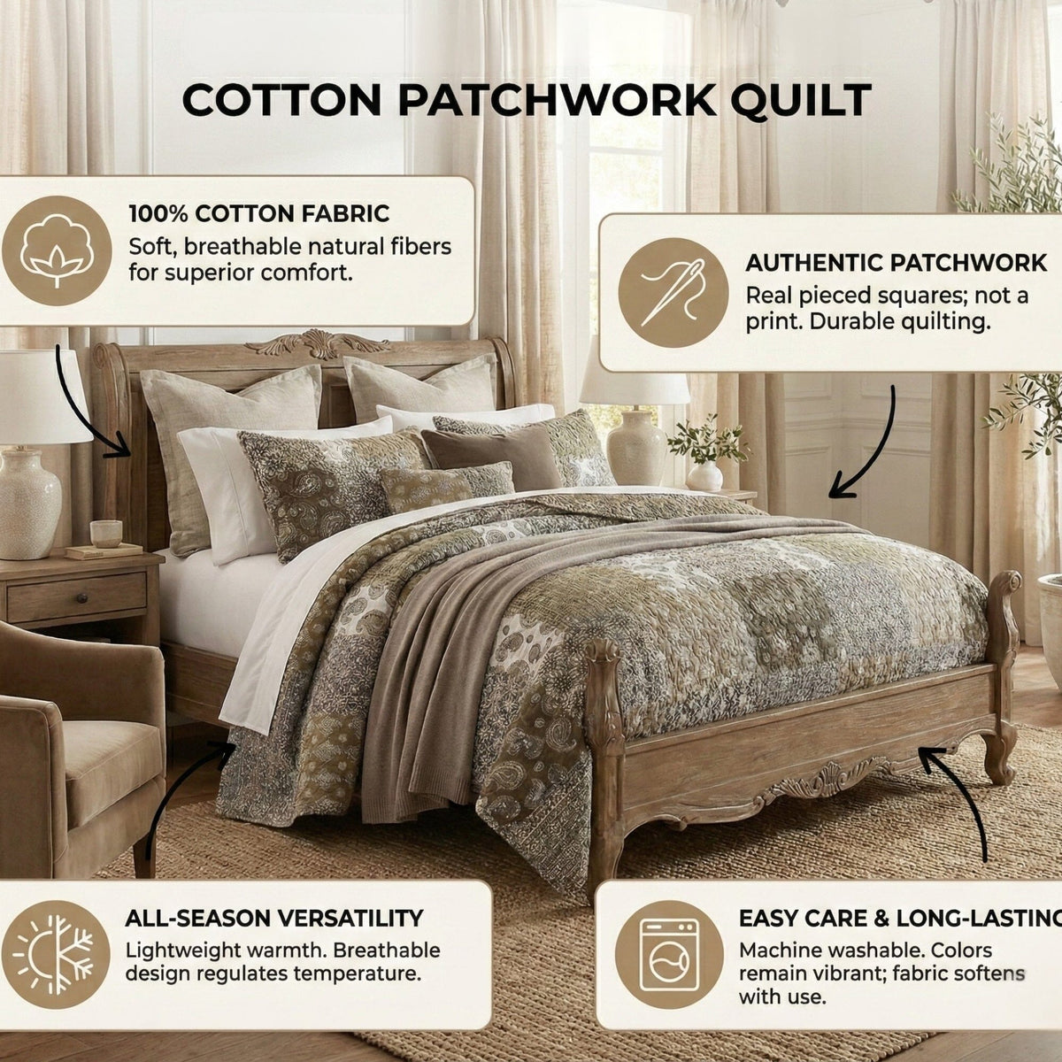 Boho Paisley Patchwork Bedspread Set