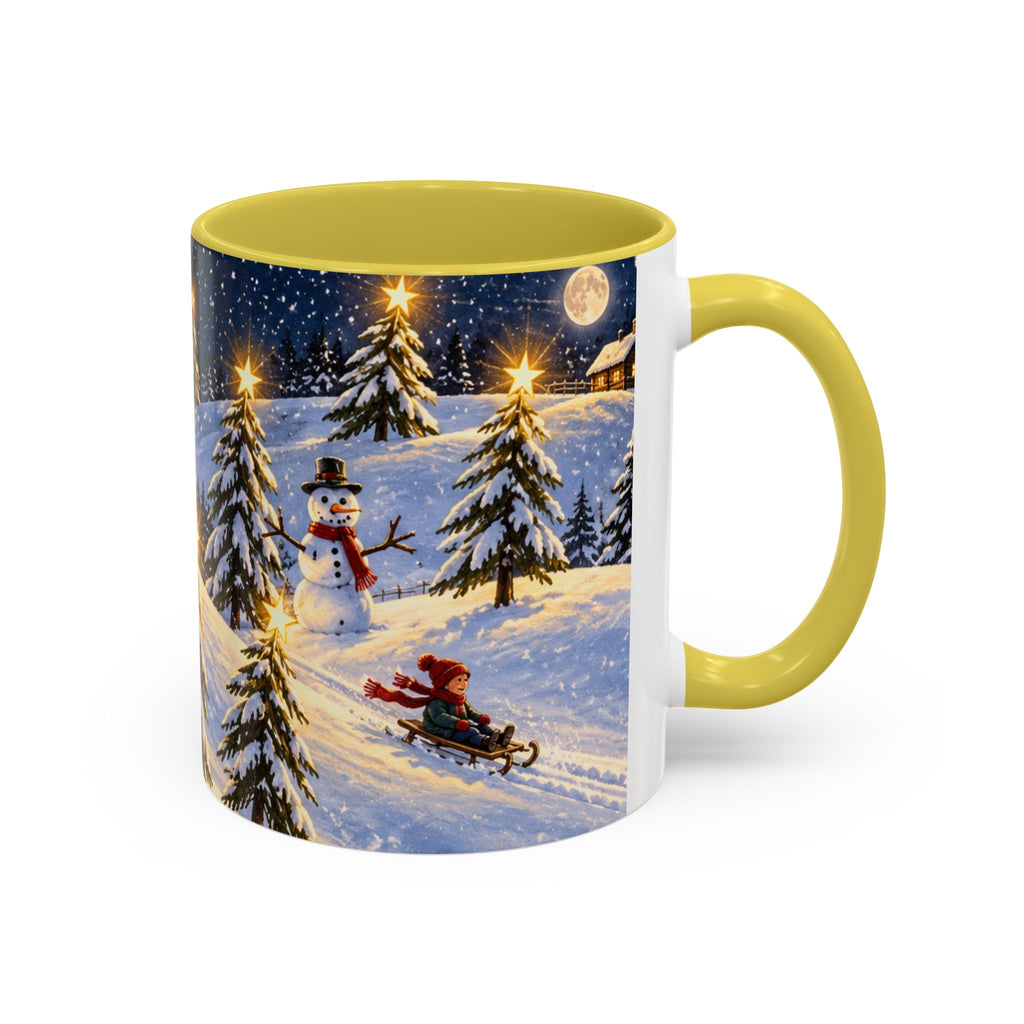 Christmas Snowy Night Mug — Festive Snowman & Sledding Holiday Coffee Cup (11oz, 15oz)