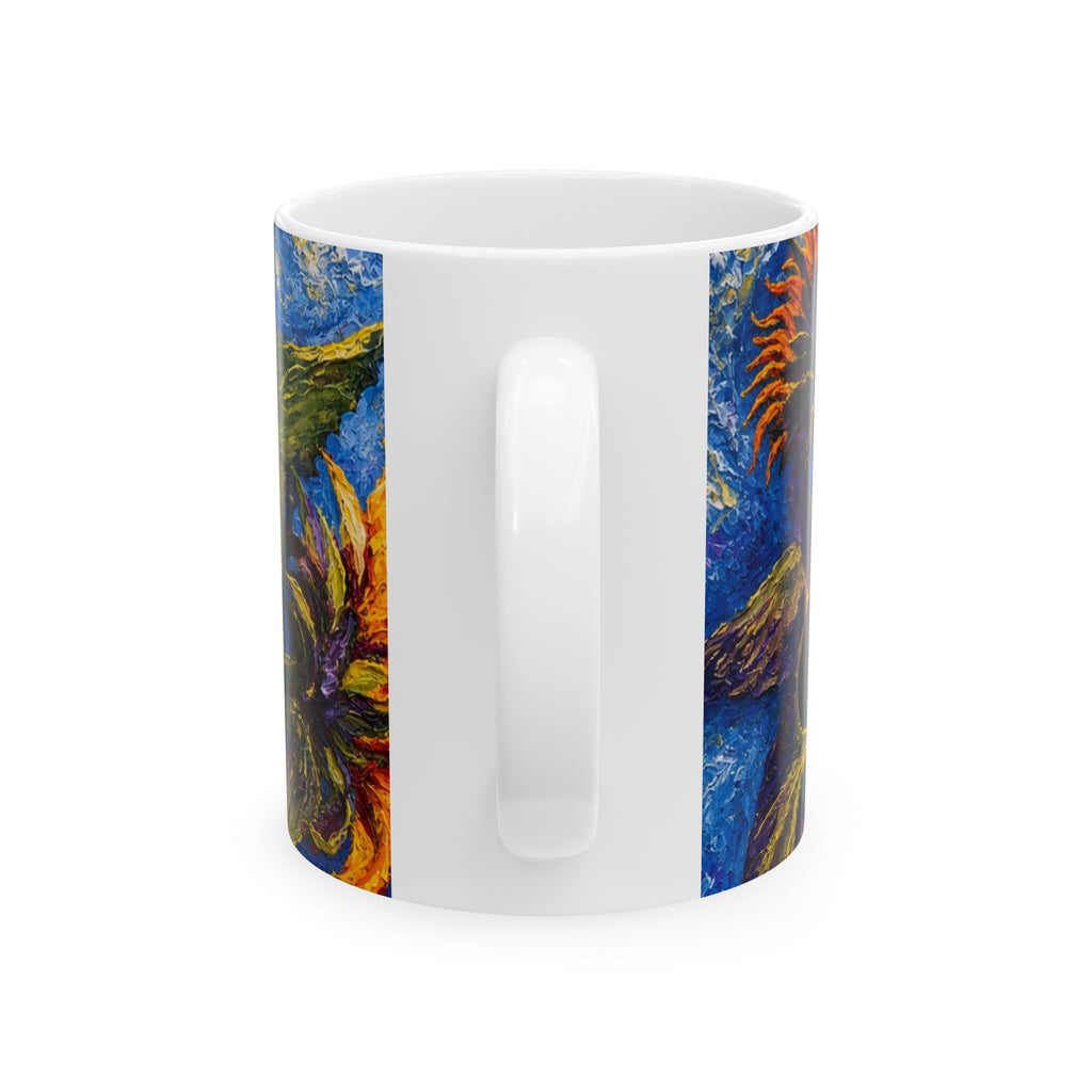 Sunflower Oil-Paint Ceramic Mug (11oz & 15oz) — Bright Floral Coffee Cup