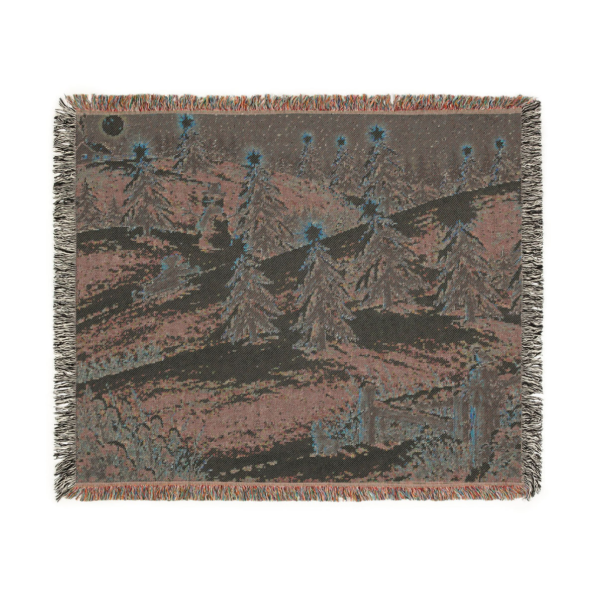 Winter Snowy Hill Woven Blanket — Cozy Holiday Cabin Throw
