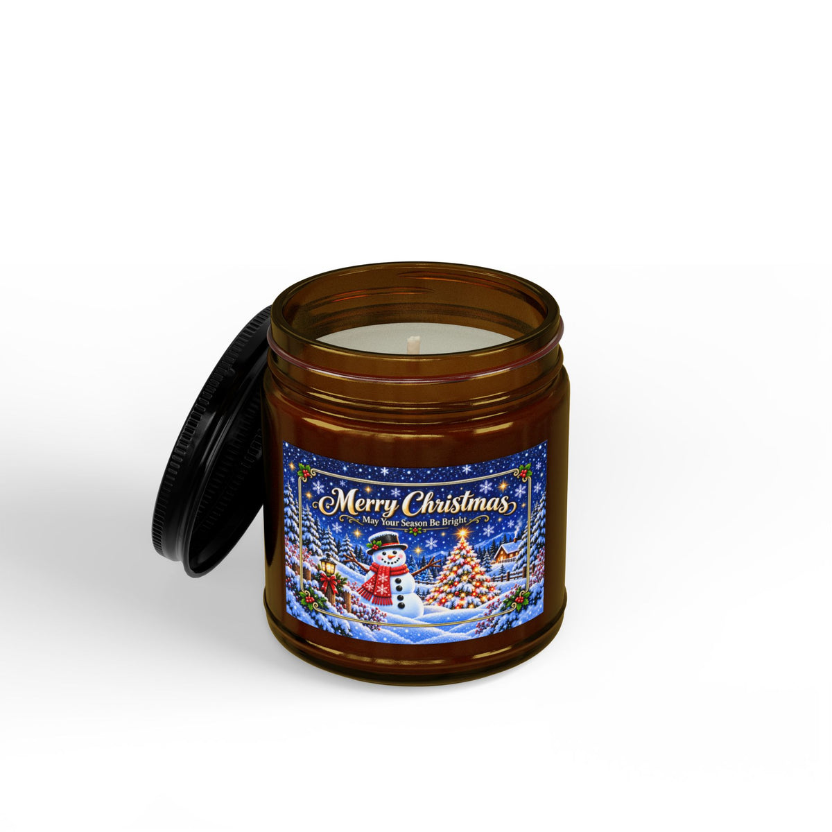 Christmas Scented Soy Candle — Merry Christmas Snowman Jar (4oz & 9oz)