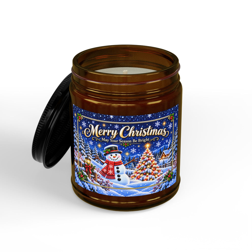 Christmas Scented Soy Candle — Merry Christmas Snowman Jar (4oz & 9oz)