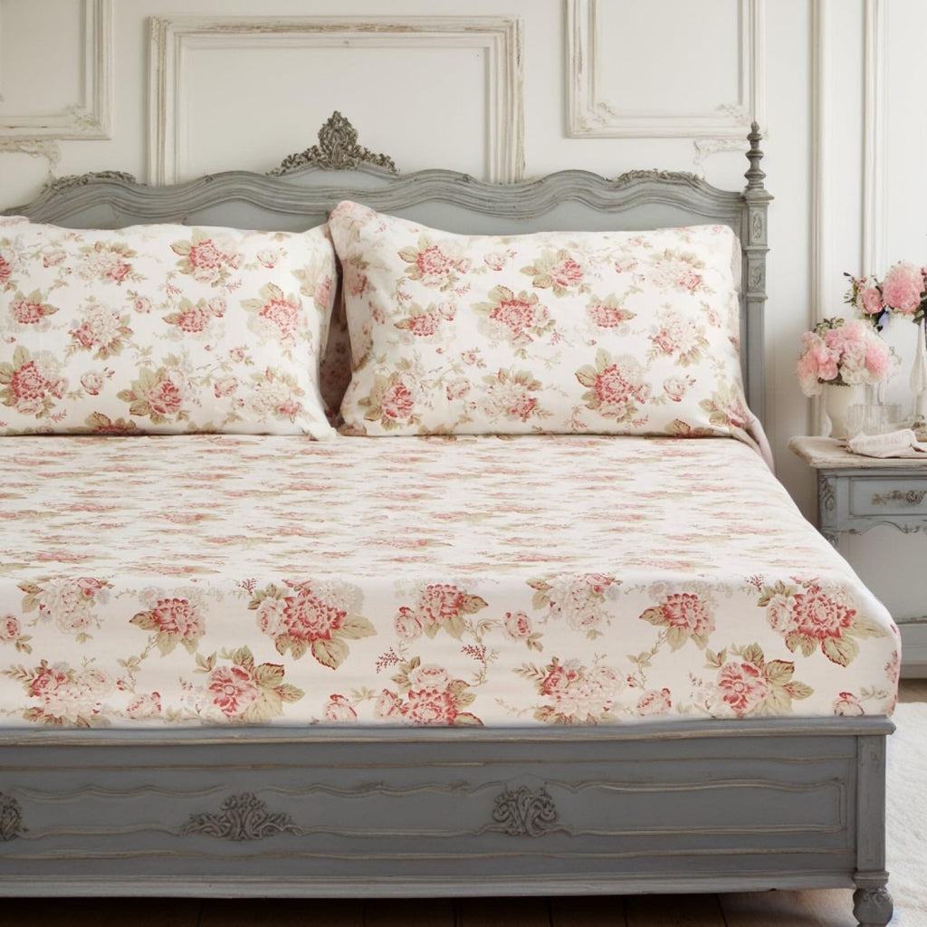 Hint of Mint Floral Fitted Sheet Set