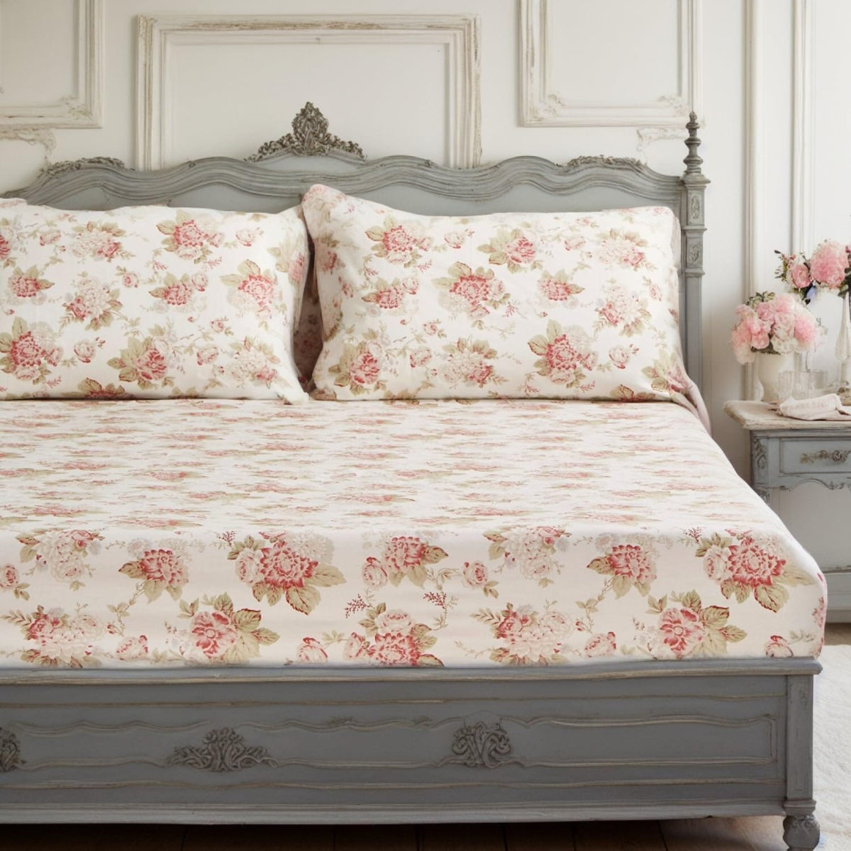 Hint of Mint Floral Fitted Sheet Set