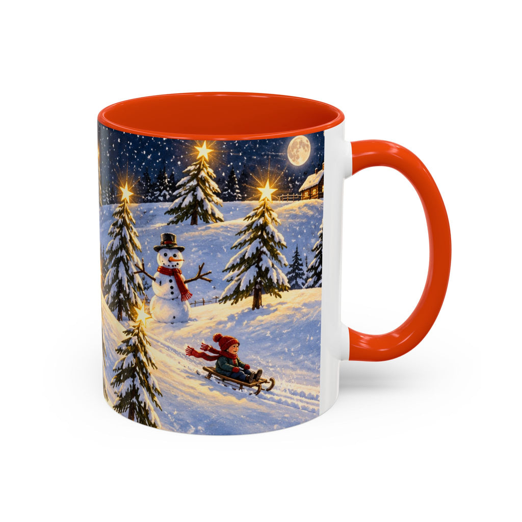 Christmas Snowy Night Mug — Festive Snowman & Sledding Holiday Coffee Cup (11oz, 15oz)