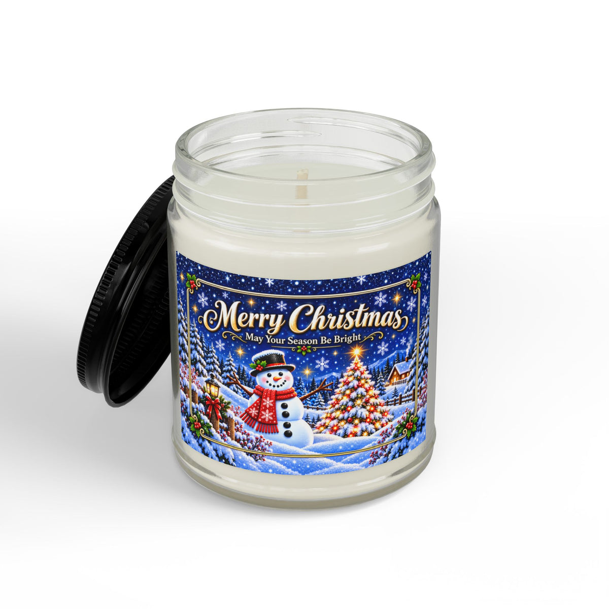 Christmas Scented Soy Candle — Merry Christmas Snowman Jar (4oz & 9oz)