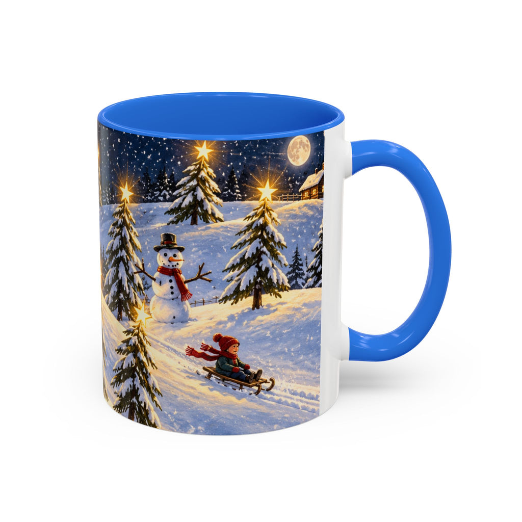 Christmas Snowy Night Mug — Festive Snowman & Sledding Holiday Coffee Cup (11oz, 15oz)