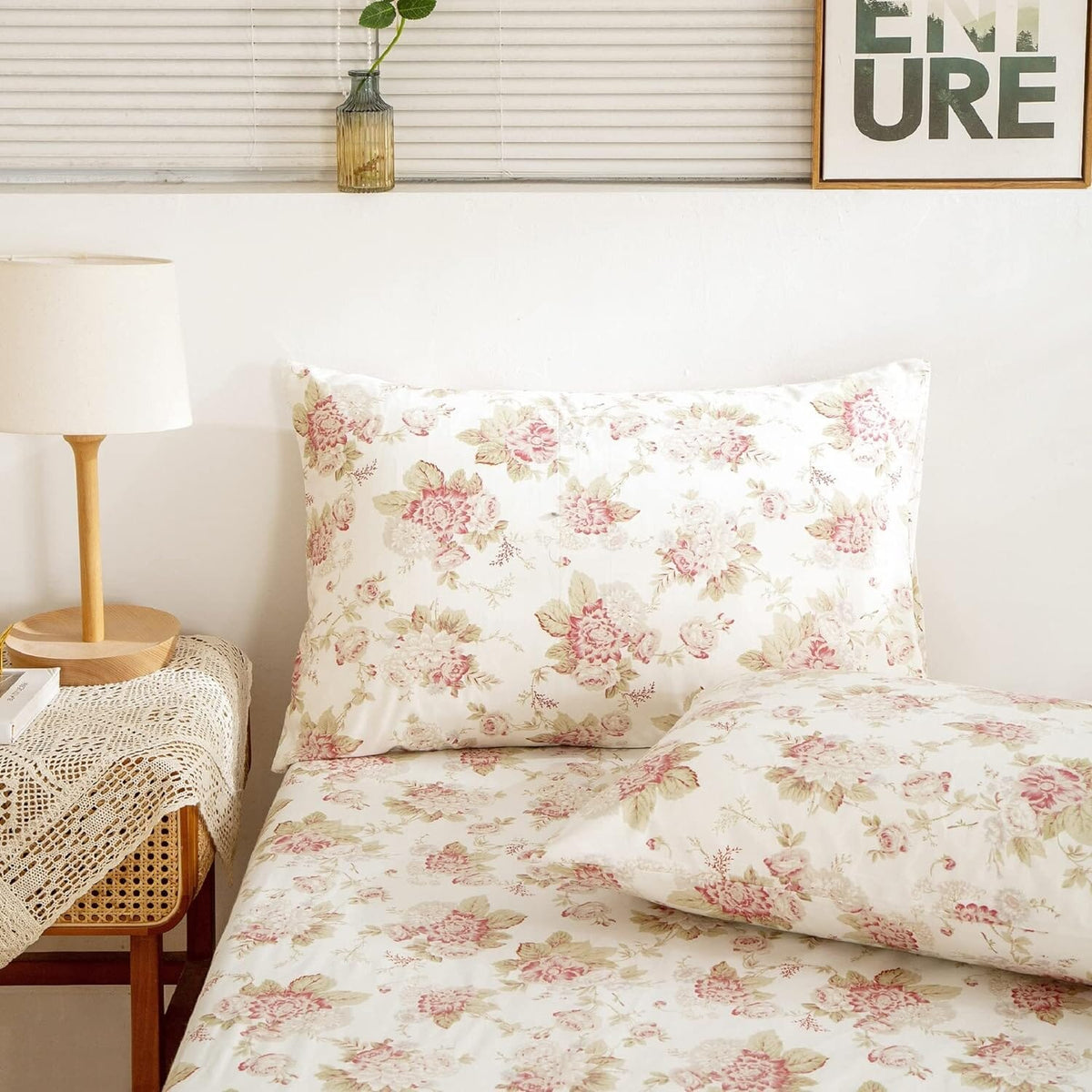 Hint of Mint Floral Fitted Sheet Set