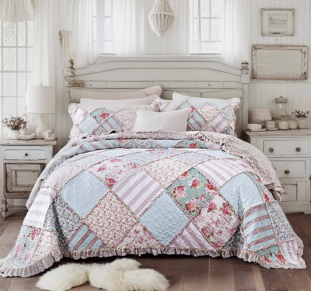 Hint of Mint Patchwork Quilt Set