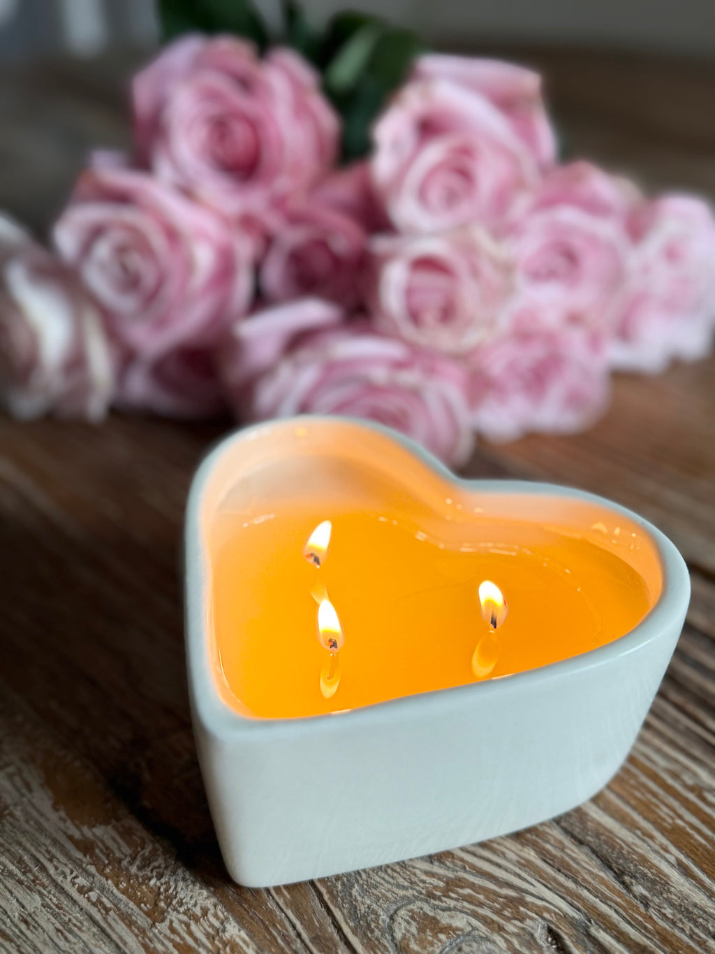 Cream Ceramic Heart Candle