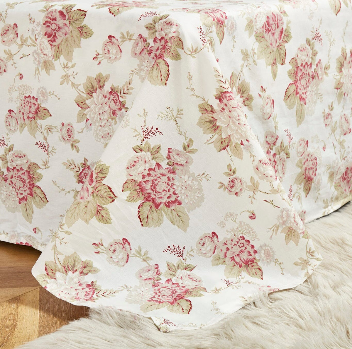 Hint of Mint Floral Flat Sheet Set