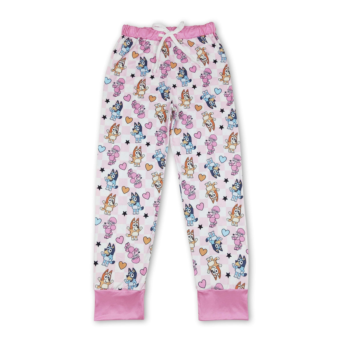 Pink Plaid Heart Dog Valentine's PJ Pants