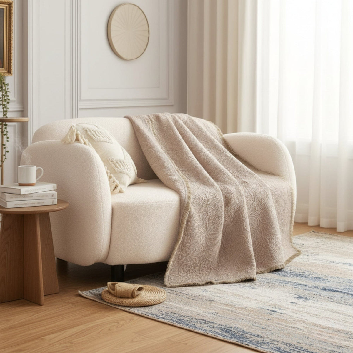 Cotton Quilted Throw Blanket