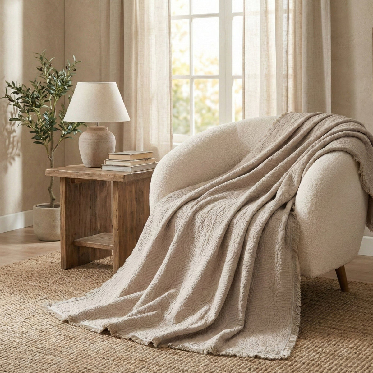 Cotton Quilted Throw Blanket