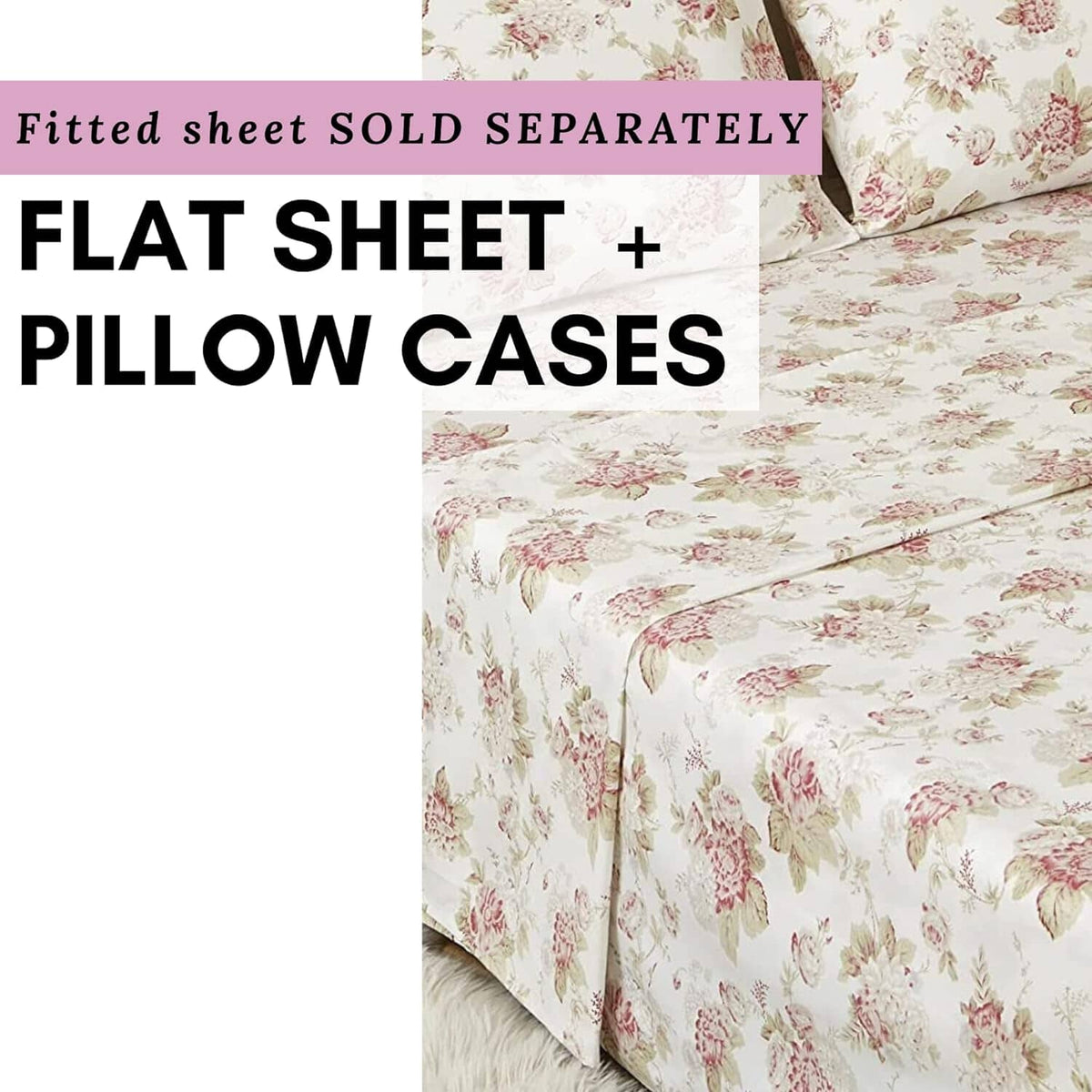Hint of Mint Floral Flat Sheet Set