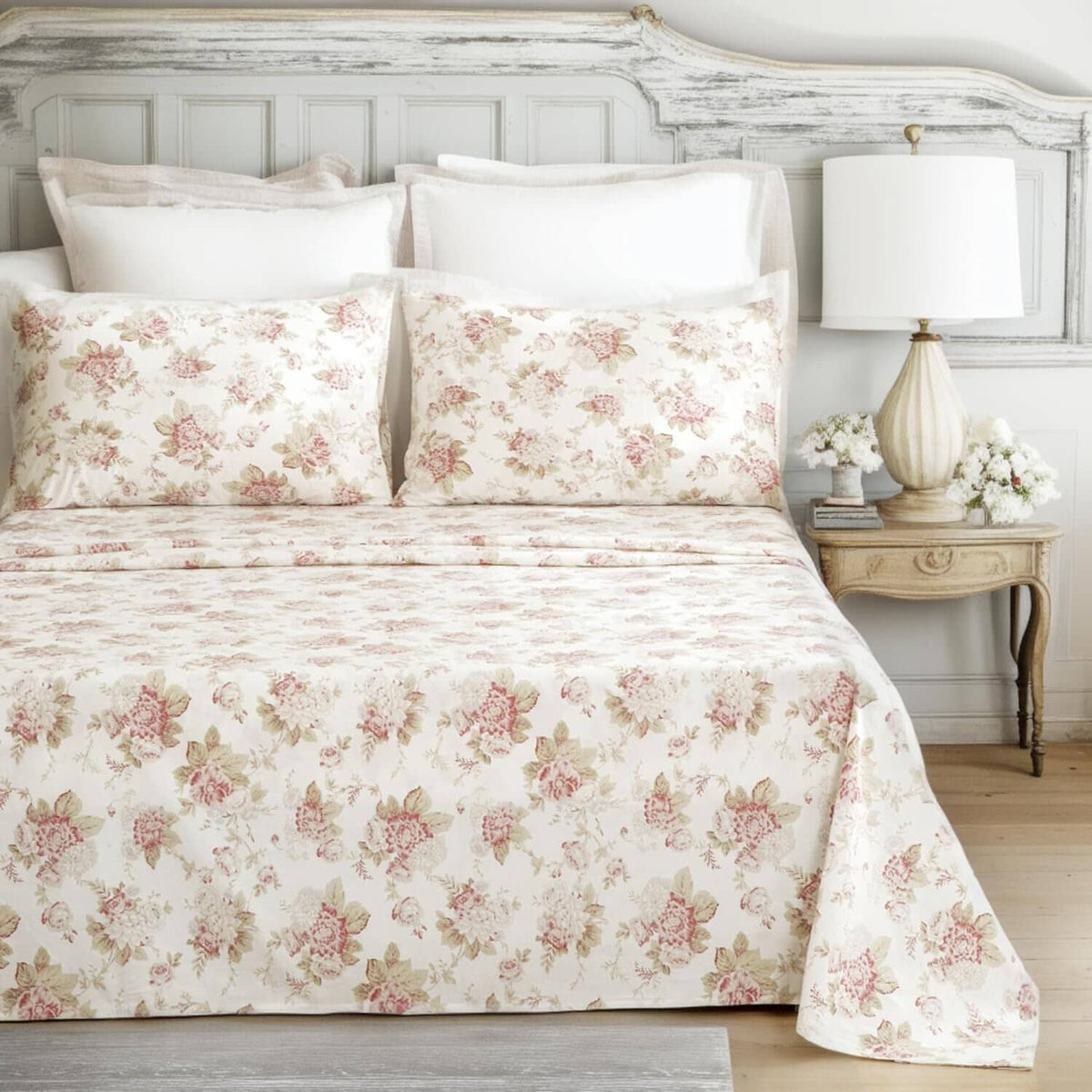 Hint of Mint Floral Flat Sheet Set