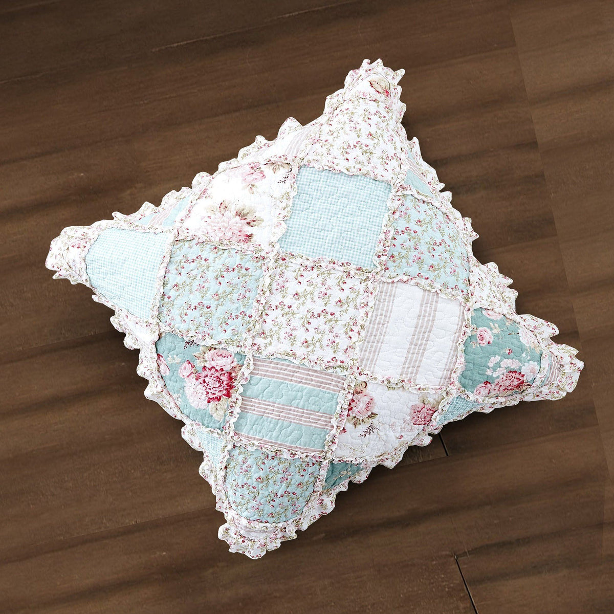 Patchwork Floral Euro Pillow Cover