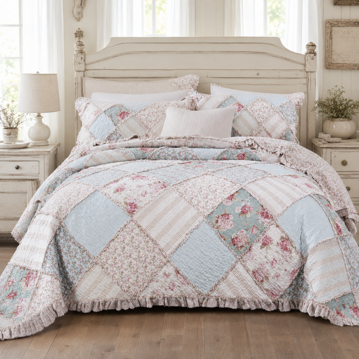Hint of Mint Patchwork Quilt Set