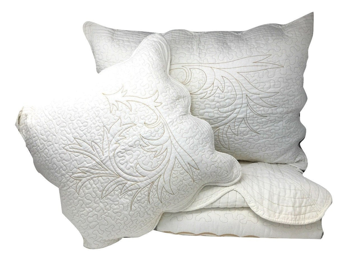 King Size Ivory White Bohemian Coverlet Set