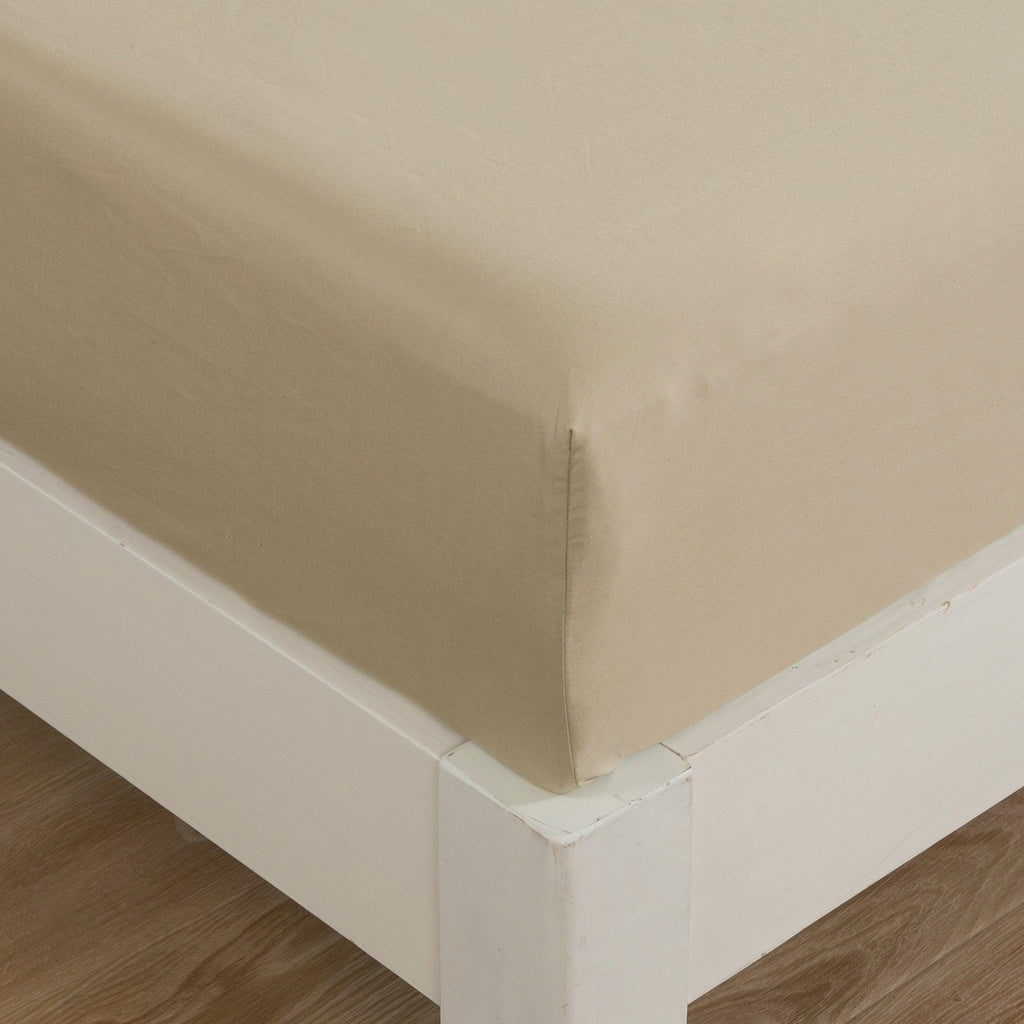 Sandy Beige Fitted Sheet & Pillowcase Set