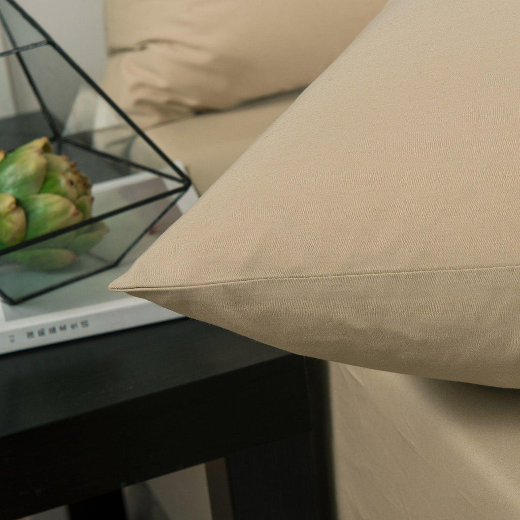 Sandy Beige Fitted Sheet & Pillowcase Set